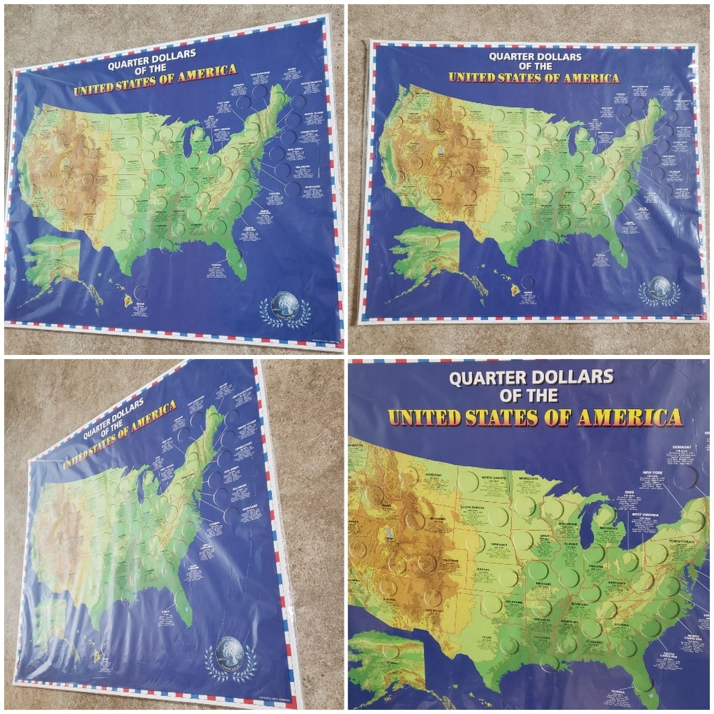 Quarter Dollars of the United States of America Coin Map Poster